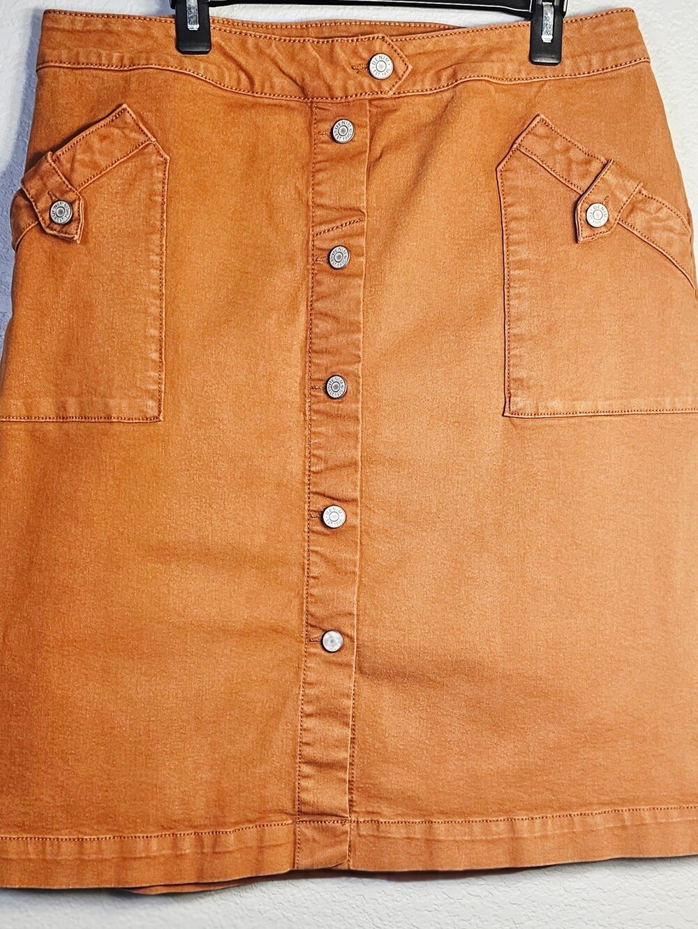 Cato Est. 1946 Denim Rust Orange Button Front Utility Skirt Size 16